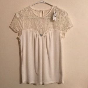 NWT- Express Cream Lace Top